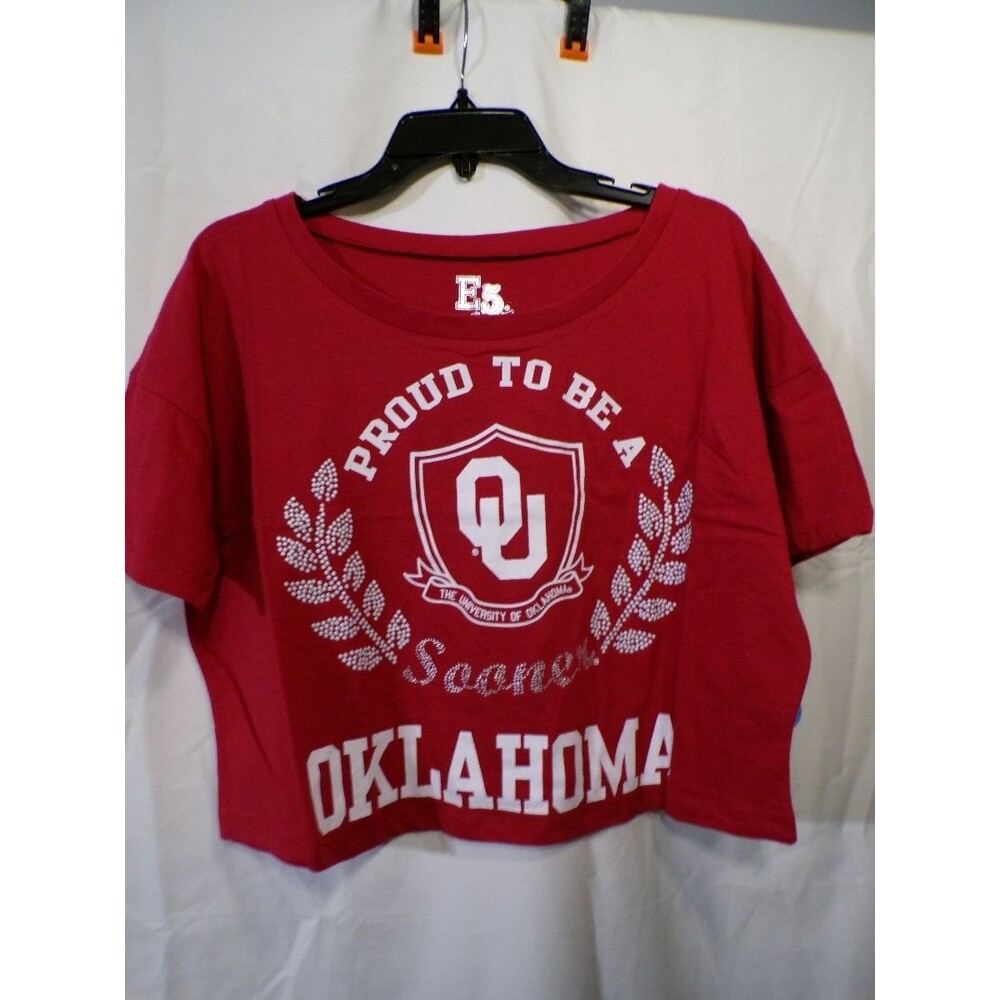 E5 College Classics Oklahoma Sooners Women's T-Shirt Medium Red OU Crest